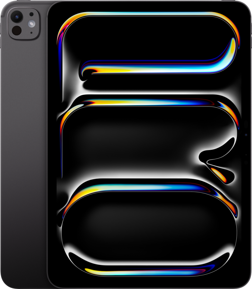 Front and back display of 11 inch iPad Pro M4 in space black