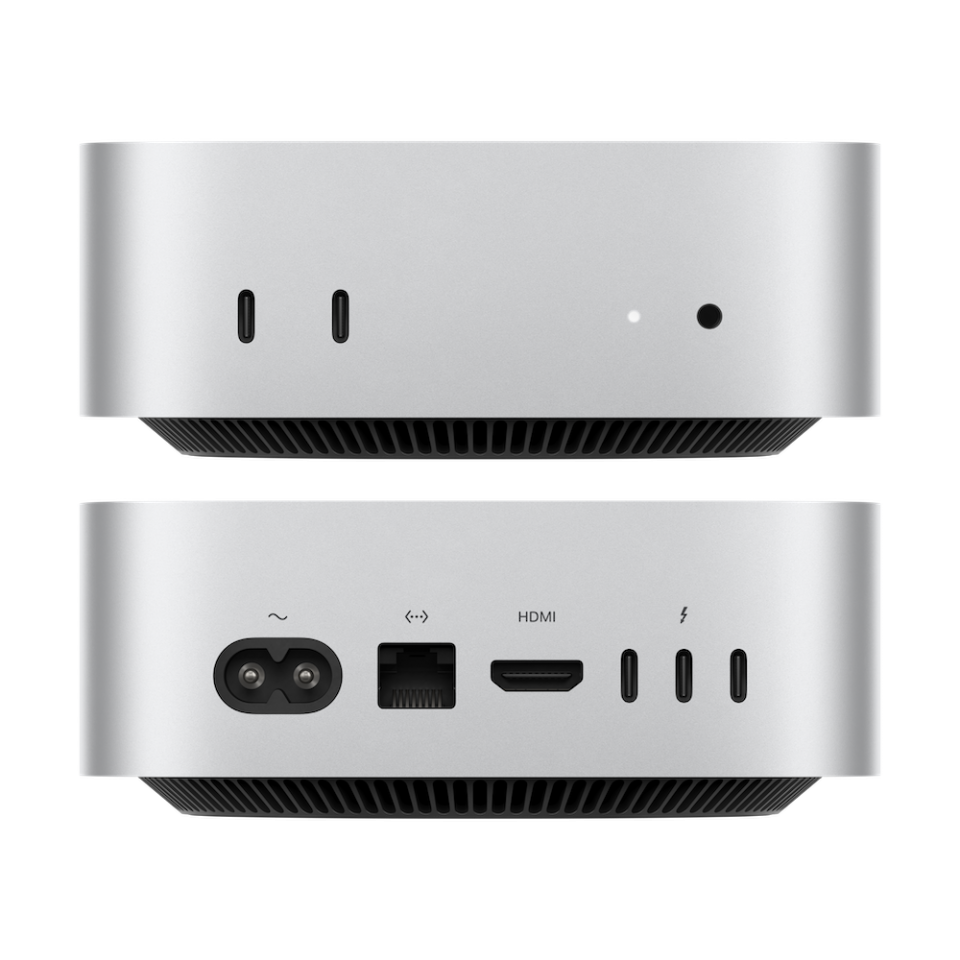 Front and back view of Mac Mini M4 ports