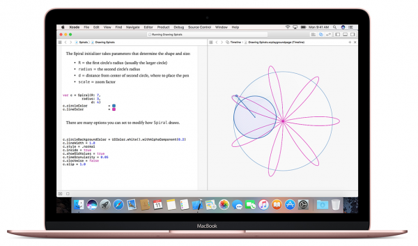 A Mac loaded with Xcode showing a graphical display
