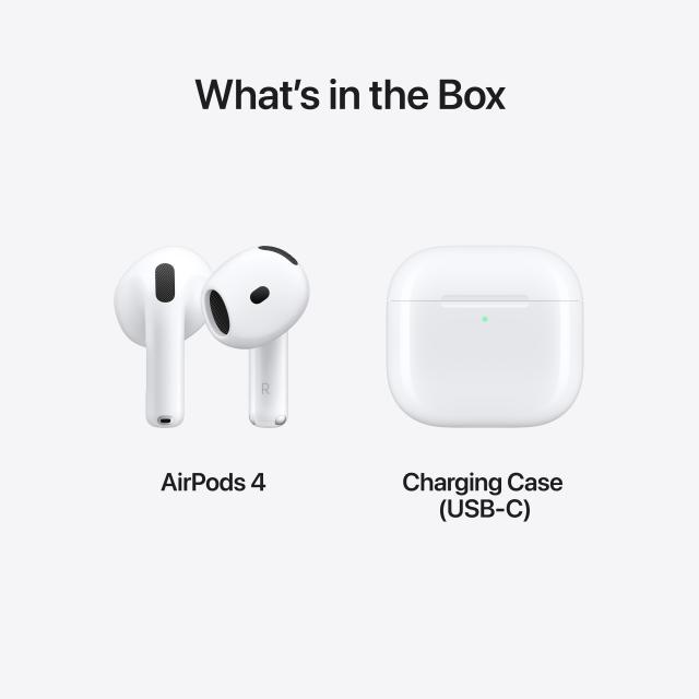 What's in the box: AirPods 4, USB-C charging case
