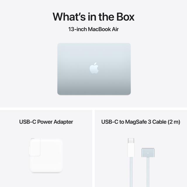 What's in the box: laptop, charging cable (MagSafe 3), USB-C power adapter