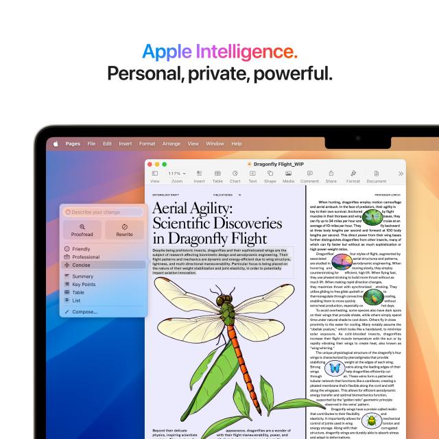 Apple Intelligence being used on screen. Above text reads: "Apple Intelligence. Personal, private, powerful."