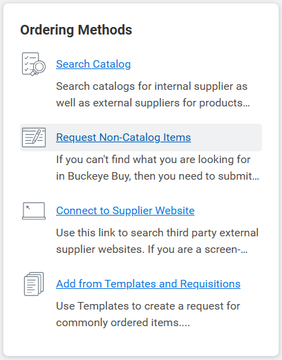 Ordering Method: Request Non-Catalog Items