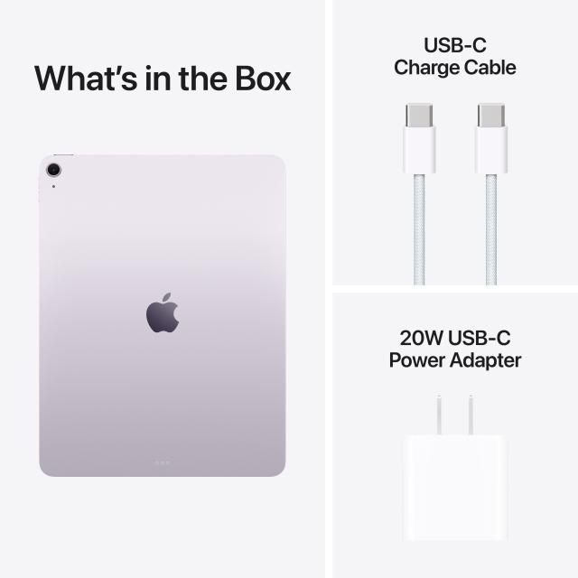What's in the box: iPad, charge cable (USB-C), power adapter