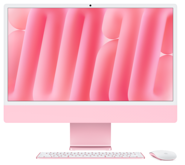 Front view of 24 inch iMac M4 in pink