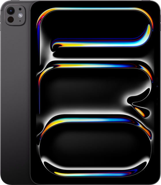 Front and back display of 11 inch iPad Pro M4 in space black