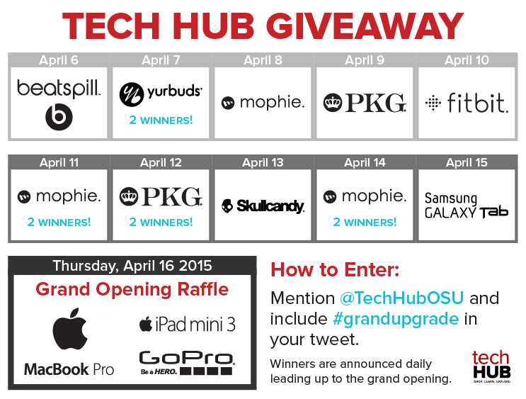 tech hub grand opening giveaway calendar of prizes